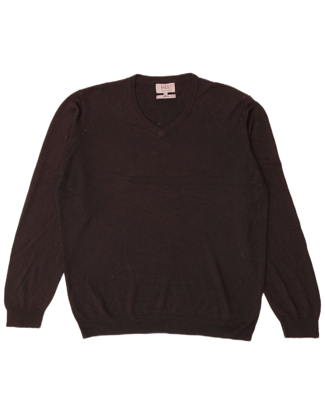 Marks & Spencer Męski sweter z dekoltem w kształcie litery V, XL, czarny, akrylowy
