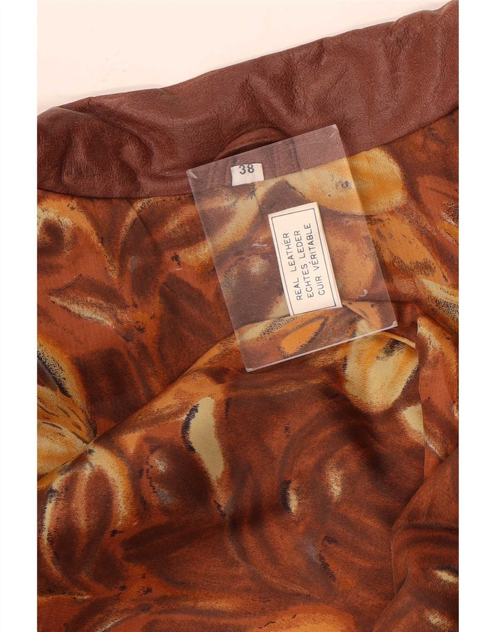 Vintage damski płaszcz skórzany oversize EU 38 średniej wielkości brązowa skóra