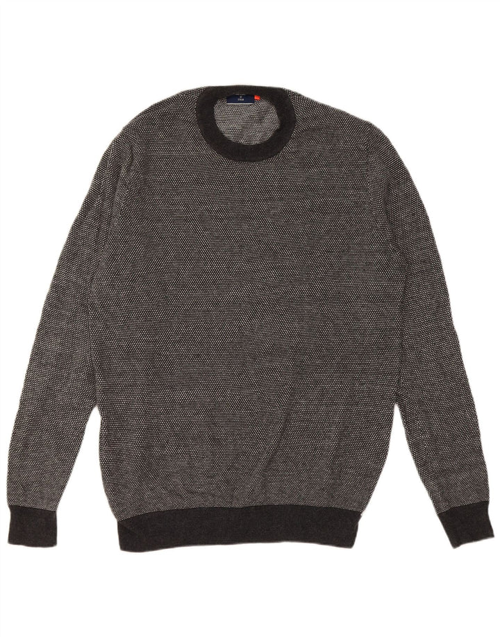 Męski sweter Superdry z okrągłym dekoltem, duży, szary, bawełniany w cętki