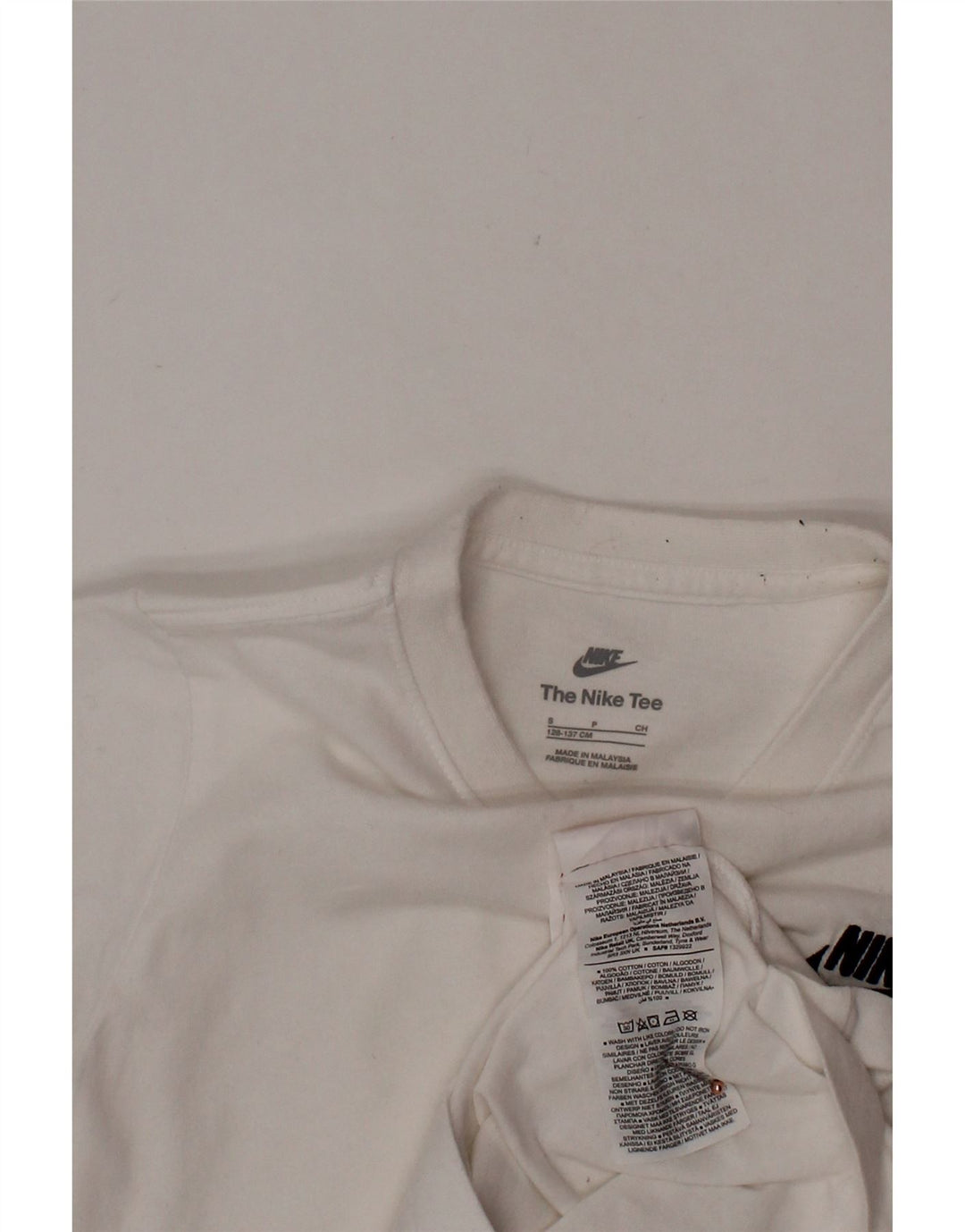 T-shirt chłopięcy NIKE, mały, 8-9 lat, biały, bawełniany