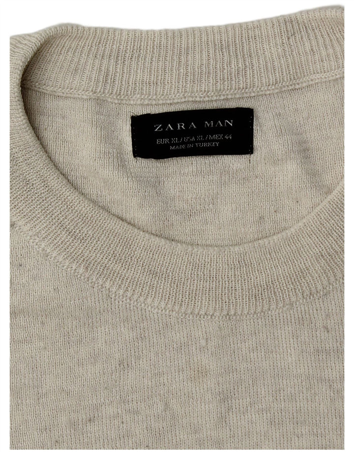 Męski sweter z okrągłym dekoltem Zara XL, szary