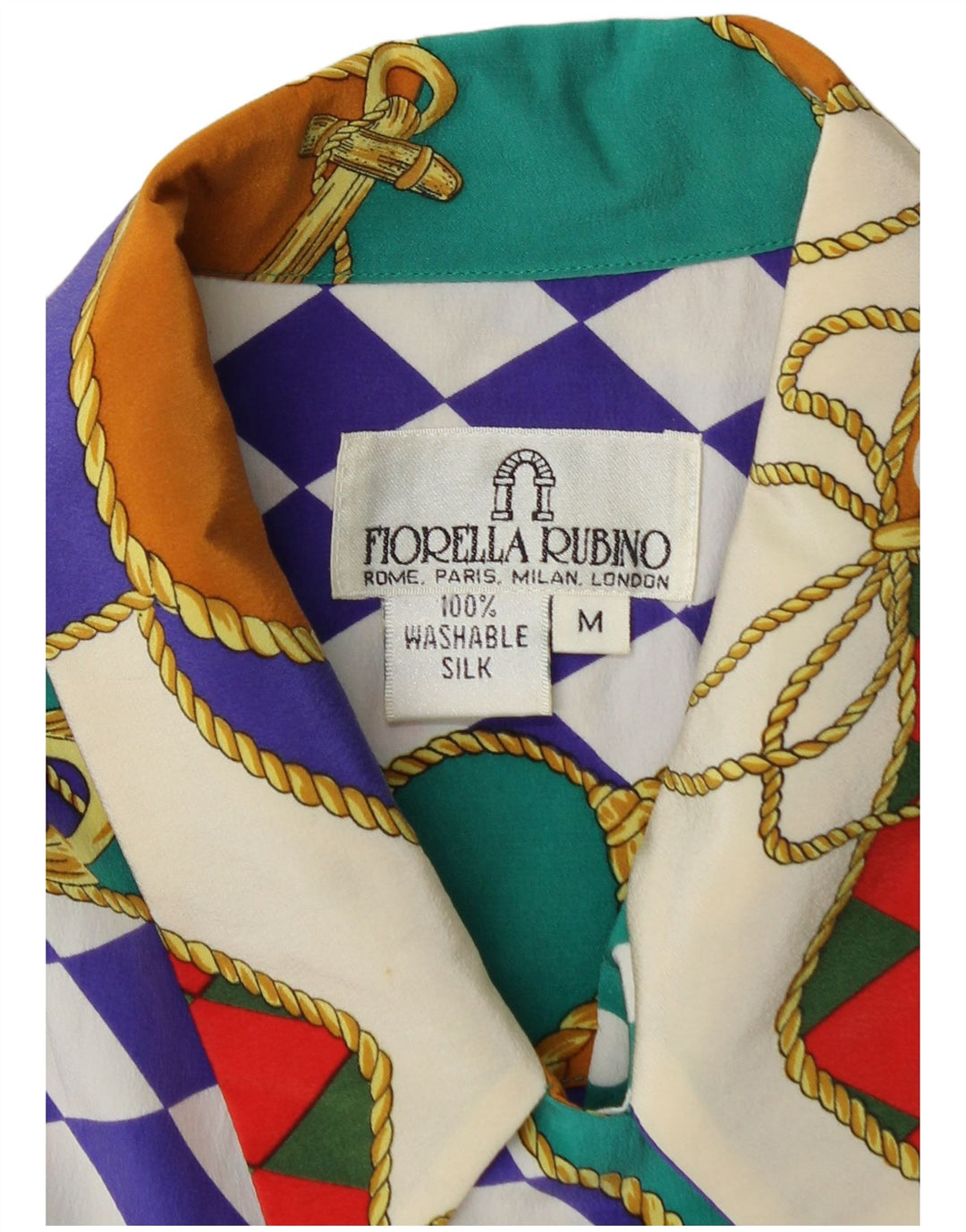 FIORELLA RUBINO Damska bluzka koszulowa UK 14 Średni wielobarwny patchwork