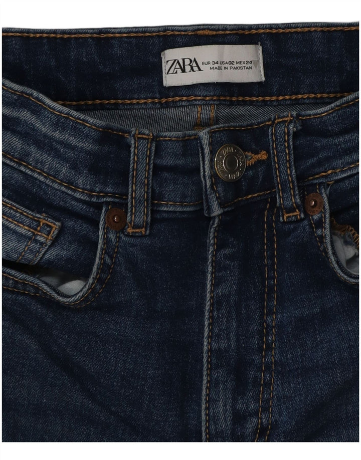 Damskie jeansy rozkloszowane Zara EU 34 2XS W24 L25 Niebieskie bawełniane