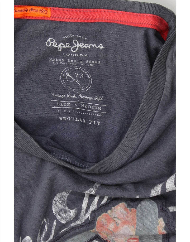 Męski T-shirt z grafiką PEPE Jeans o regularnym kroju, średni granatowy