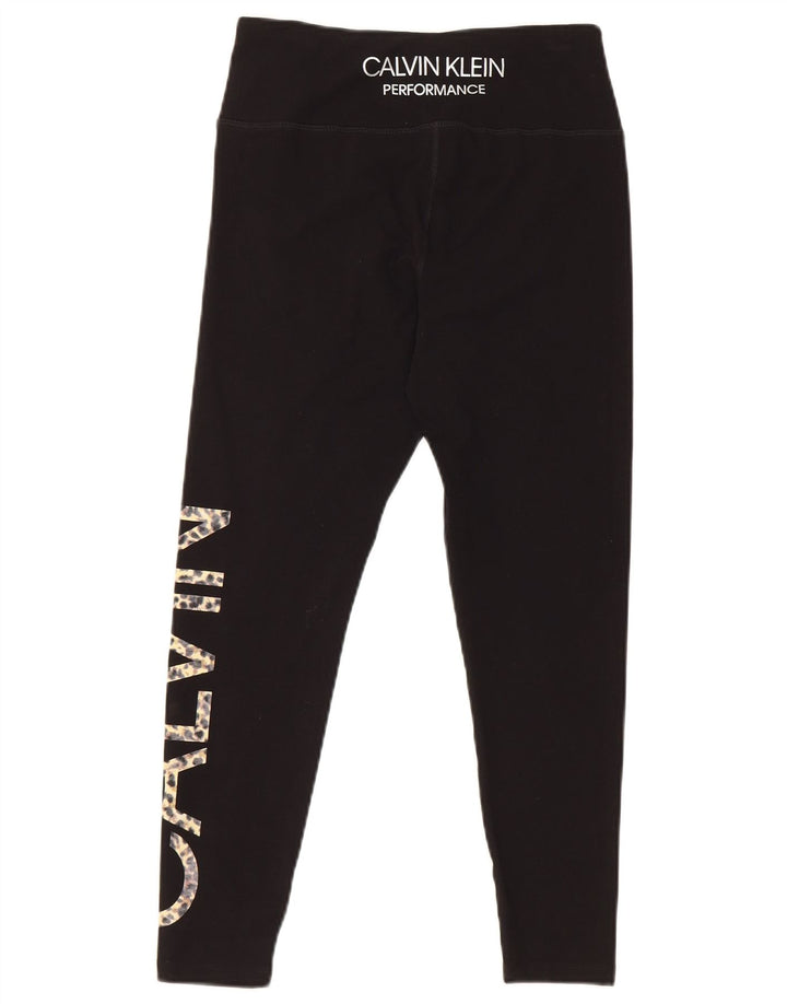 Damskie legginsy Calvin Klein Graphic UK 8 Small, czarne, bawełniane