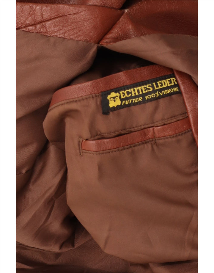 Vintage męska kurtka skórzana UK 40 duża brązowa skóra