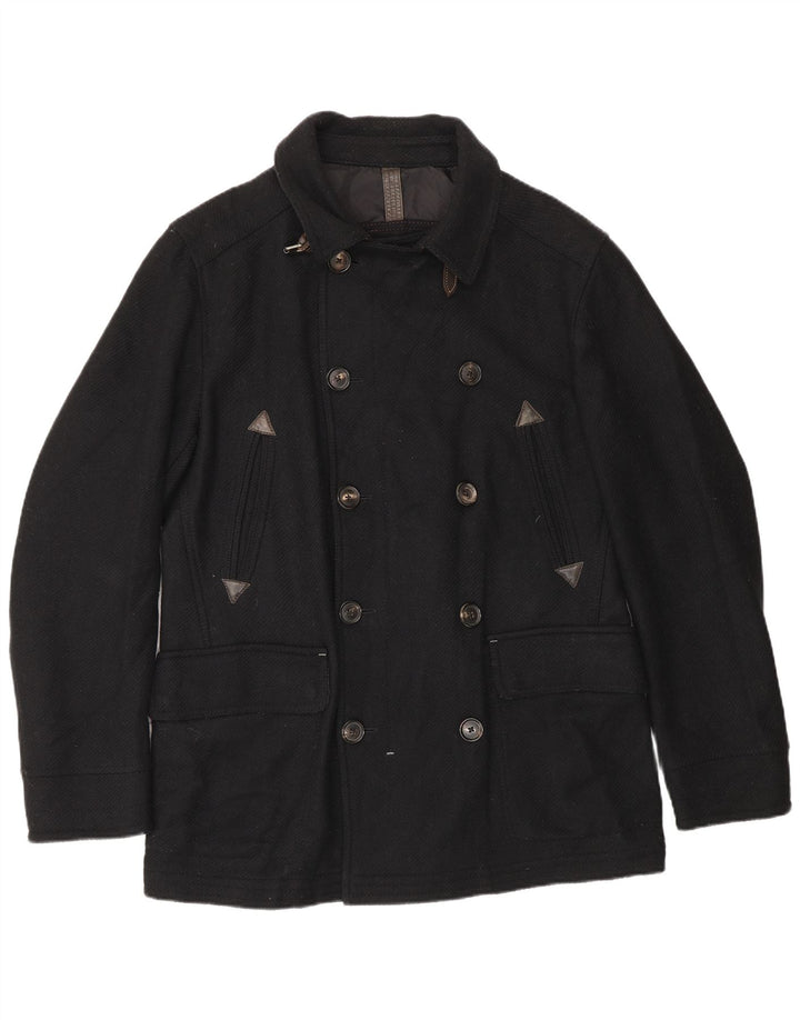 Płaszcz męski Massimo Dutti Pea Coat UK 40, duży, czarny nylon
