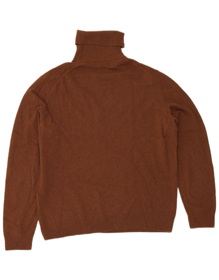 Męski sweter Massimo Dutti z wywijanym dekoltem, duży, brązowy, wełniany
