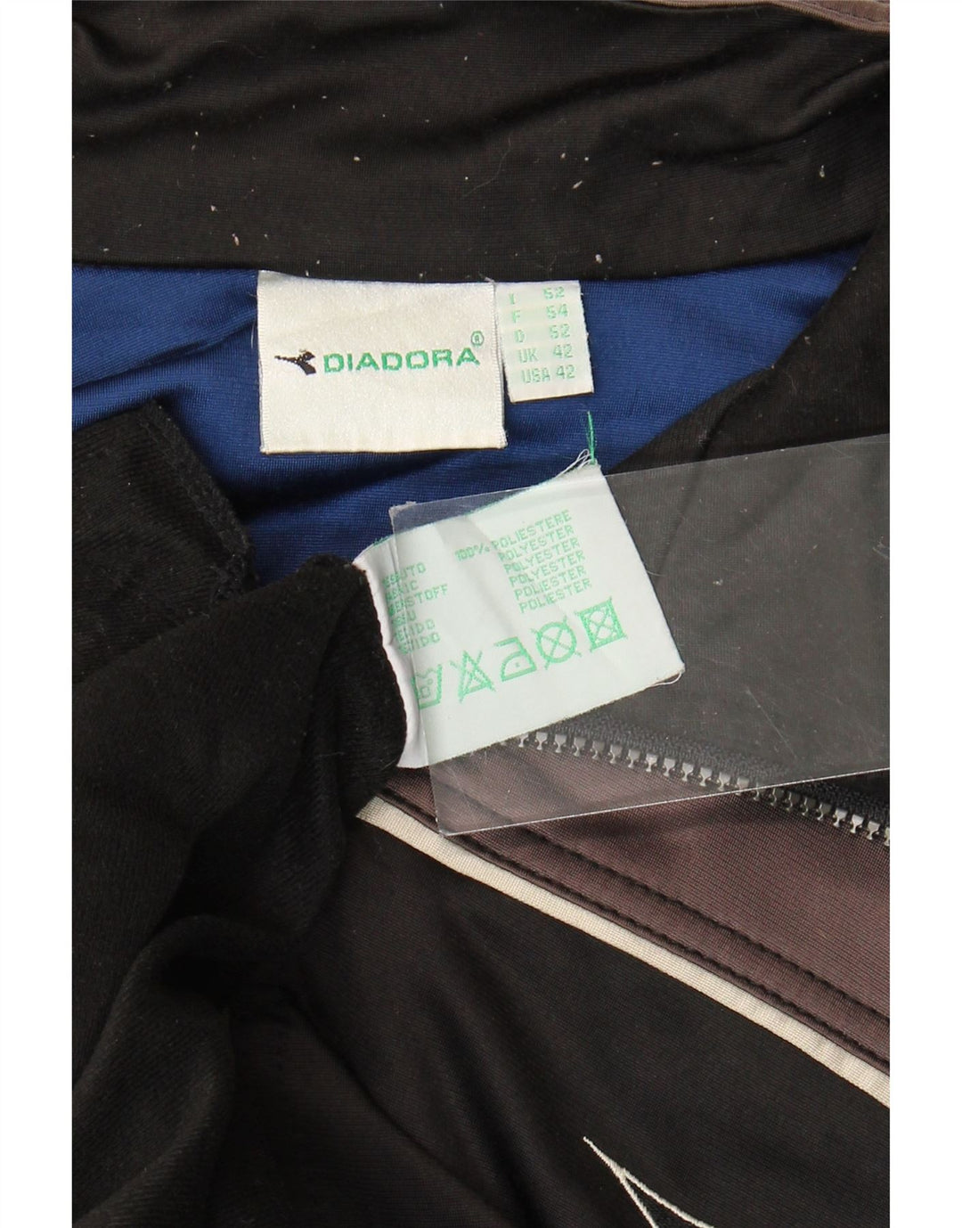 Męska kurtka dresowa Diadora z grafiką UK 42, duża, czarna, z blokami kolorów