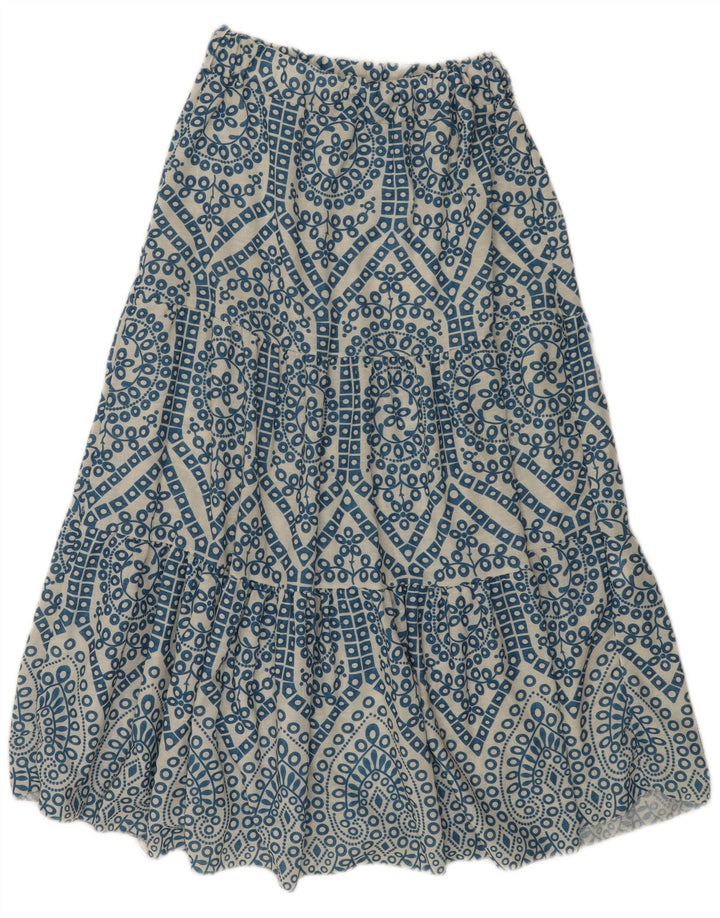 Vintage damska spódnica Maxi W28 Średni niebieski Paisley wiskoza