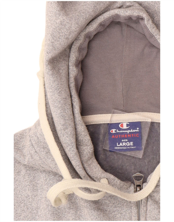 CHAMPION Womens Zip Hoodie Sweater UK 16 Large Grey Flecked Polyester