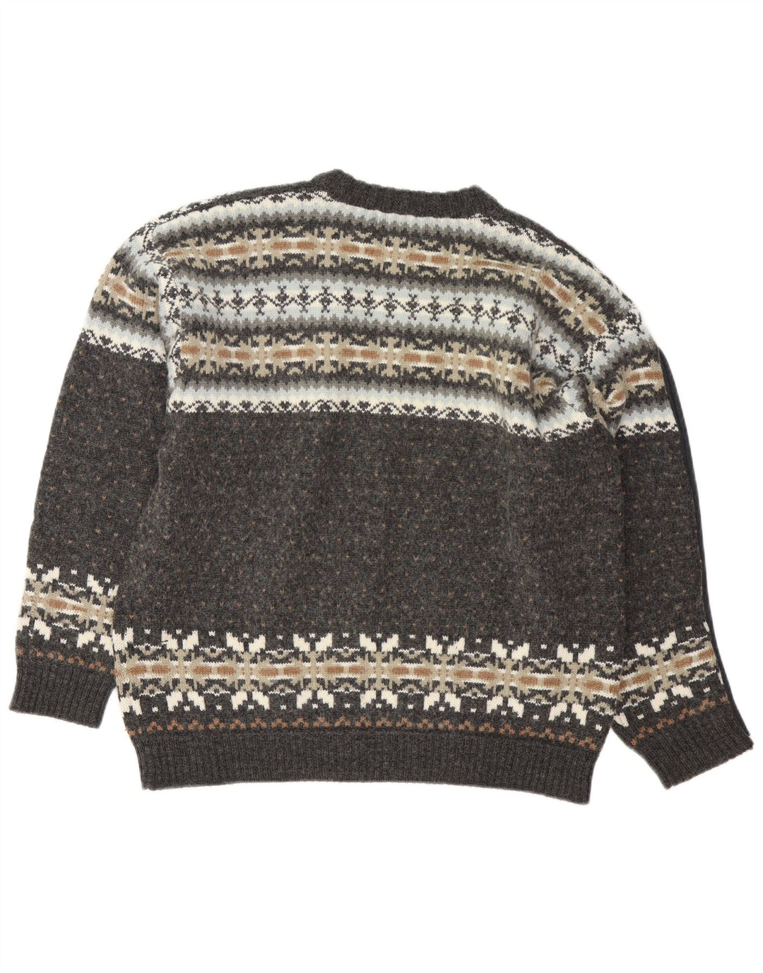 Lerros Męski sweter z okrągłym dekoltem, duży, szary Fair Isle