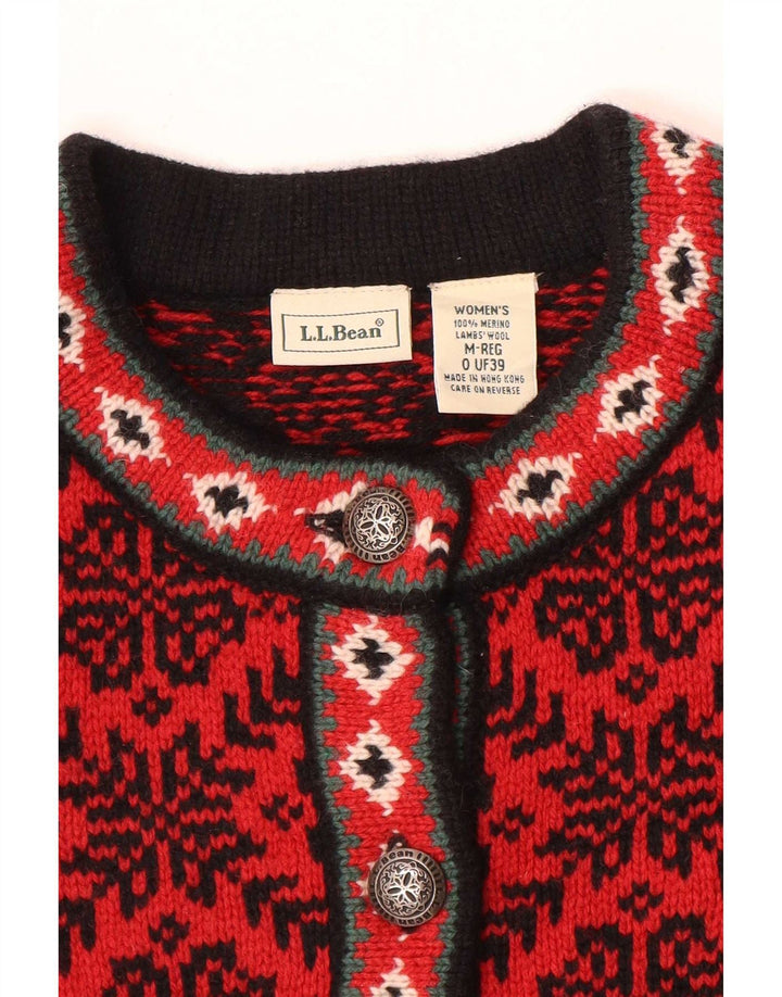 Sweter damski L.L.Bean UK 14 Średni czerwony Fair Isle Wool