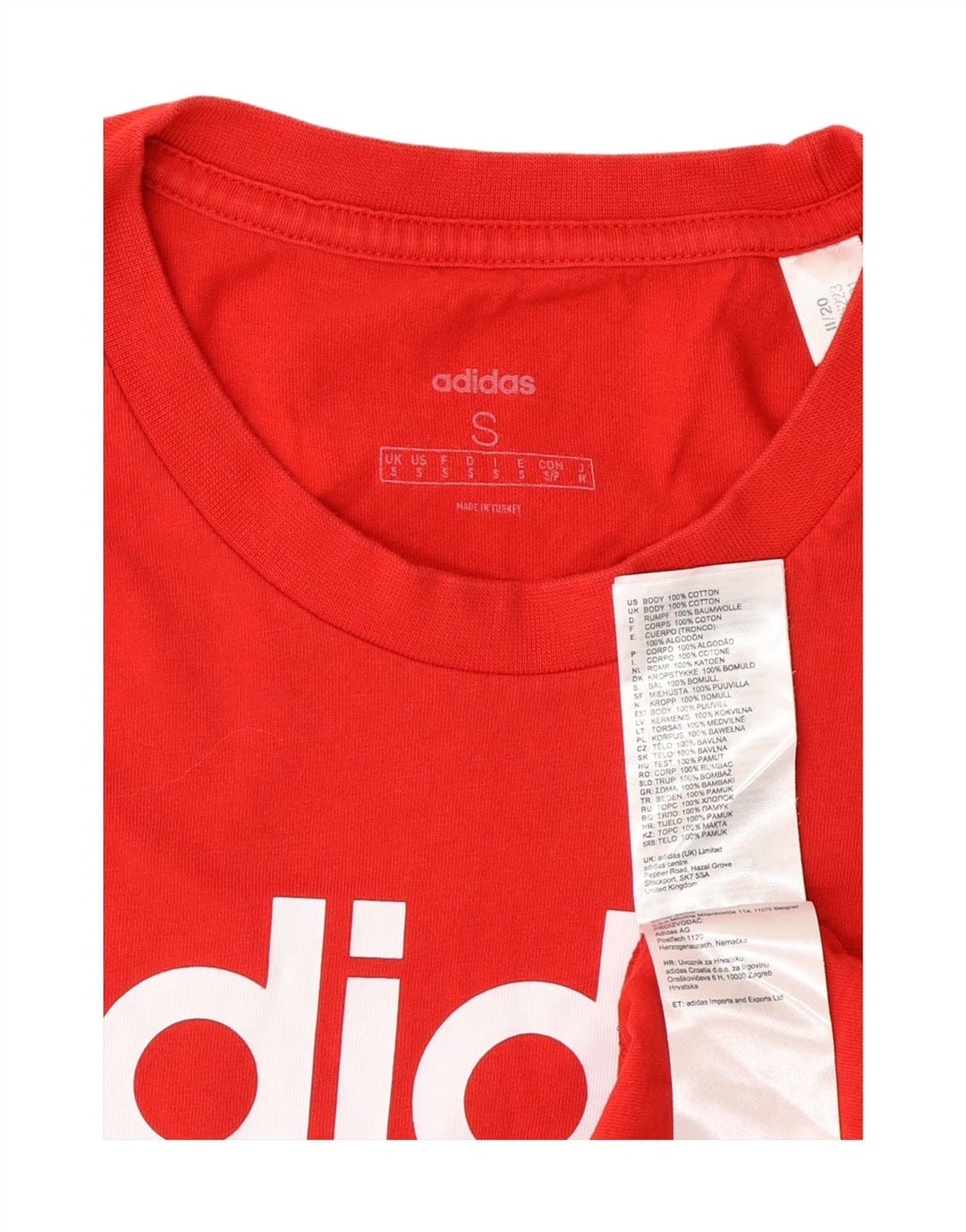 ADIDAS Mens Graphic T-Shirt Top Small Red Cotton Vintage Adidas and Second-Hand Adidas from Messina Hembry 