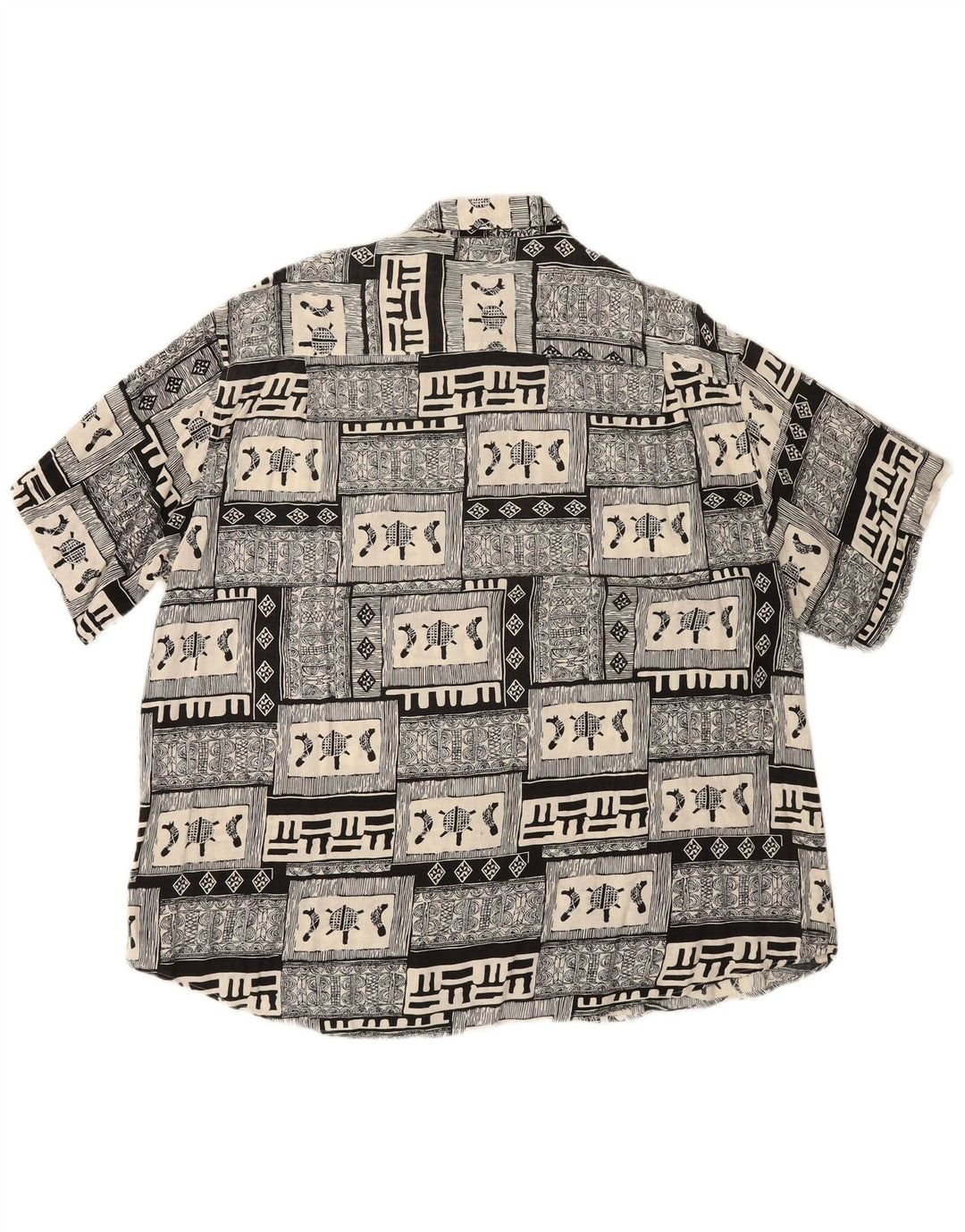 Koszula męska z krótkim rękawem BOULEE Rozmiar 45/46 2XL Czarna patchworkowa wiskoza