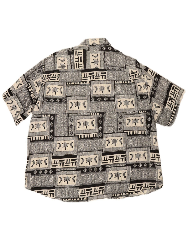 Koszula męska z krótkim rękawem BOULEE Rozmiar 45/46 2XL Czarna patchworkowa wiskoza