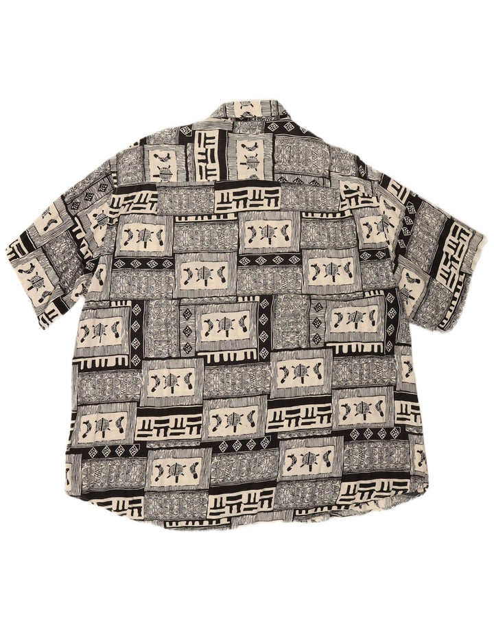 Koszula męska z krótkim rękawem BOULEE Rozmiar 45/46 2XL Czarna patchworkowa wiskoza