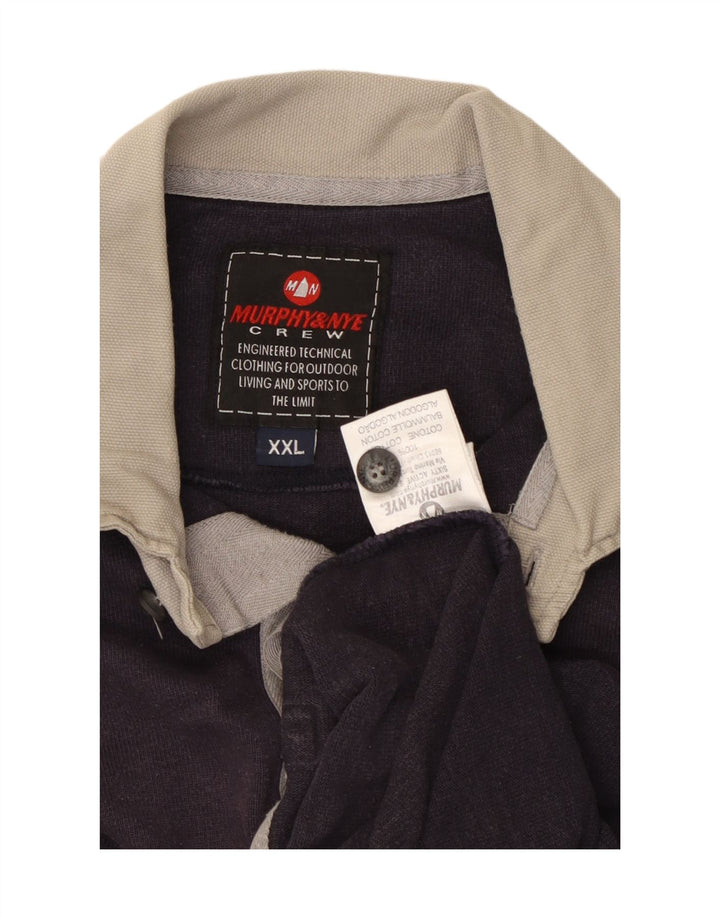 Męska koszulka polo do rugby MURPHY & NYE z długim rękawem, 2XL, granatowa, bawełniana