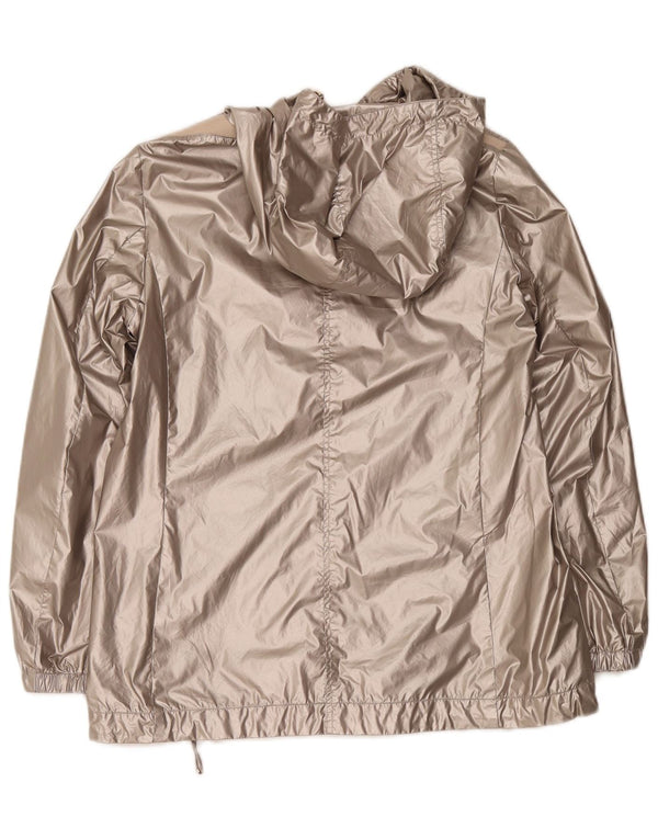 Geox Womens Respira Hooded Oversized Rain Jacket UK 10 Small Grey Polyamide