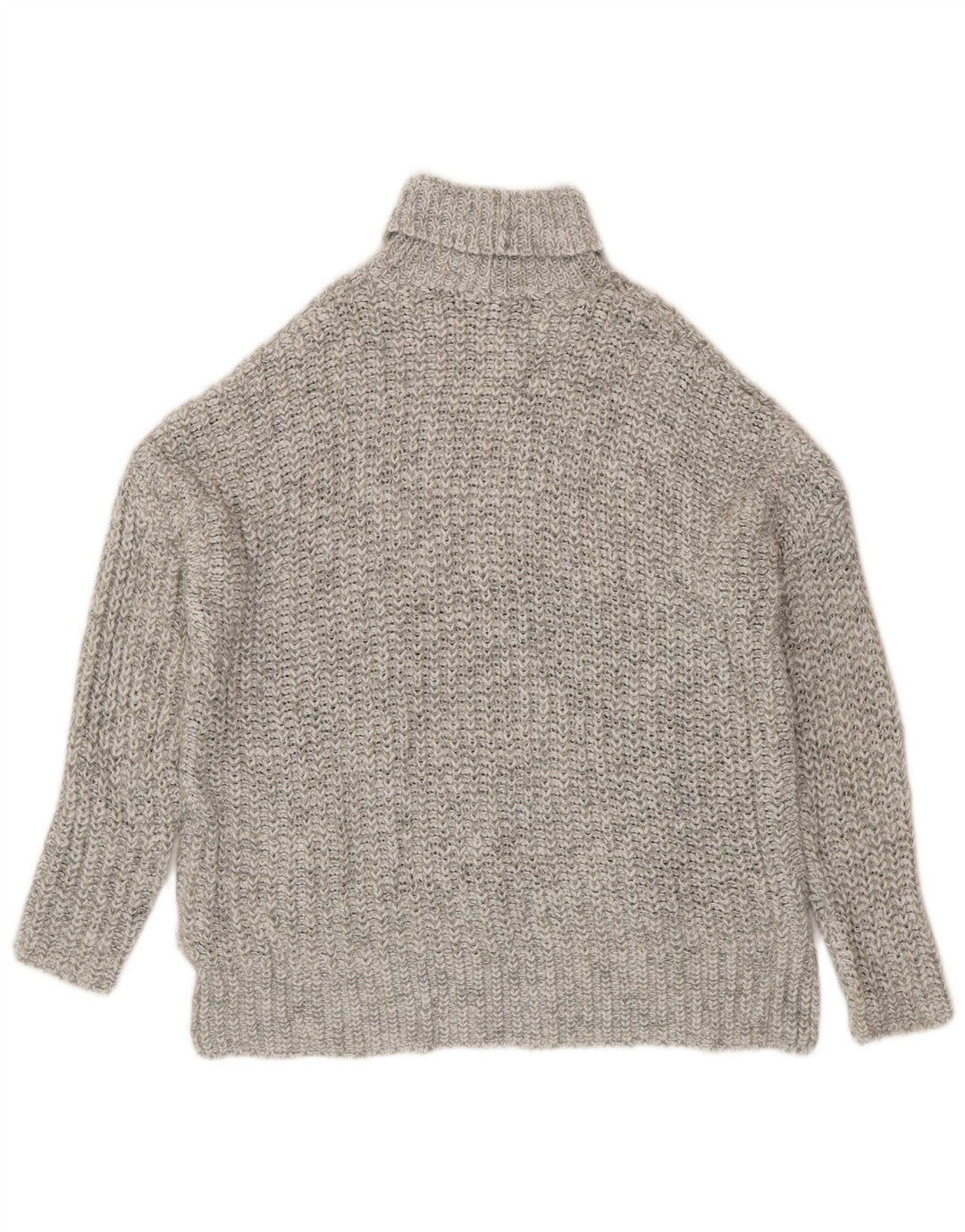Damski sweter oversize Zara z wywijanym dekoltem UK 14, średni szary, nakrapiany