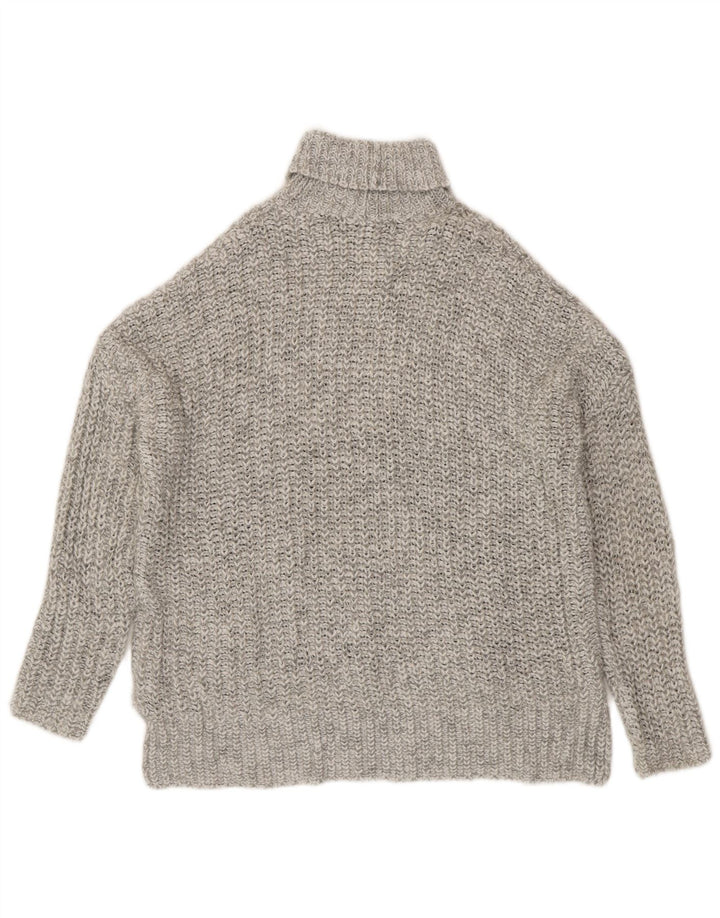 Damski sweter oversize Zara z wywijanym dekoltem UK 14, średni szary, nakrapiany
