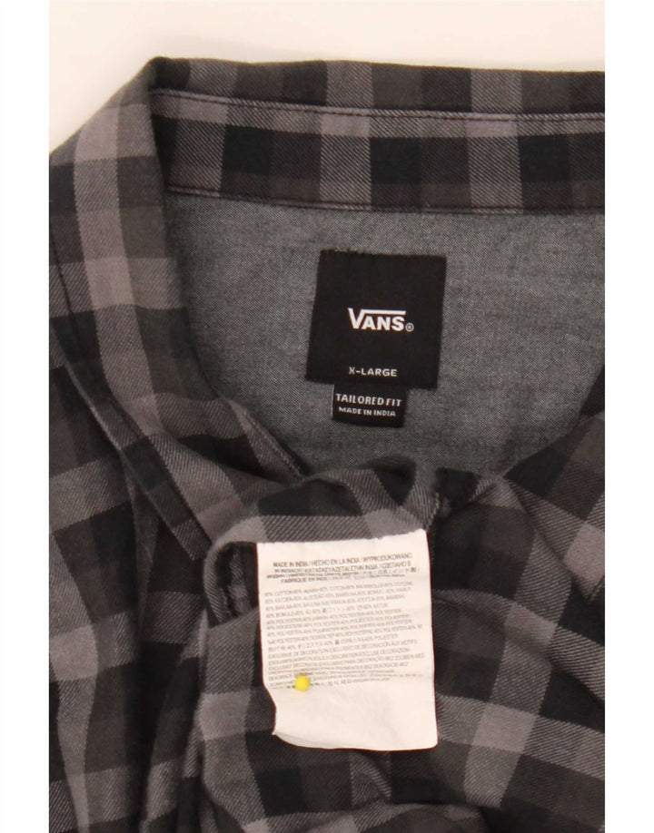 Męska koszula flanelowa Vans o dopasowanym kroju XL, czarna bawełniana kratka