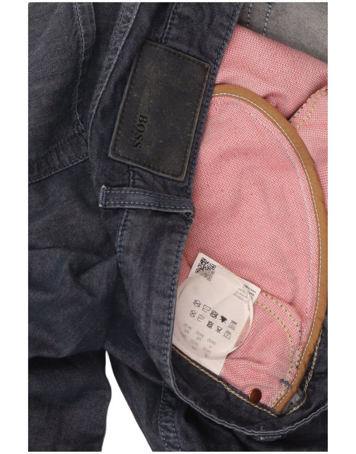 Męskie proste spodnie Chino HUGO BOSS W34 L32 Granatowa bawełna