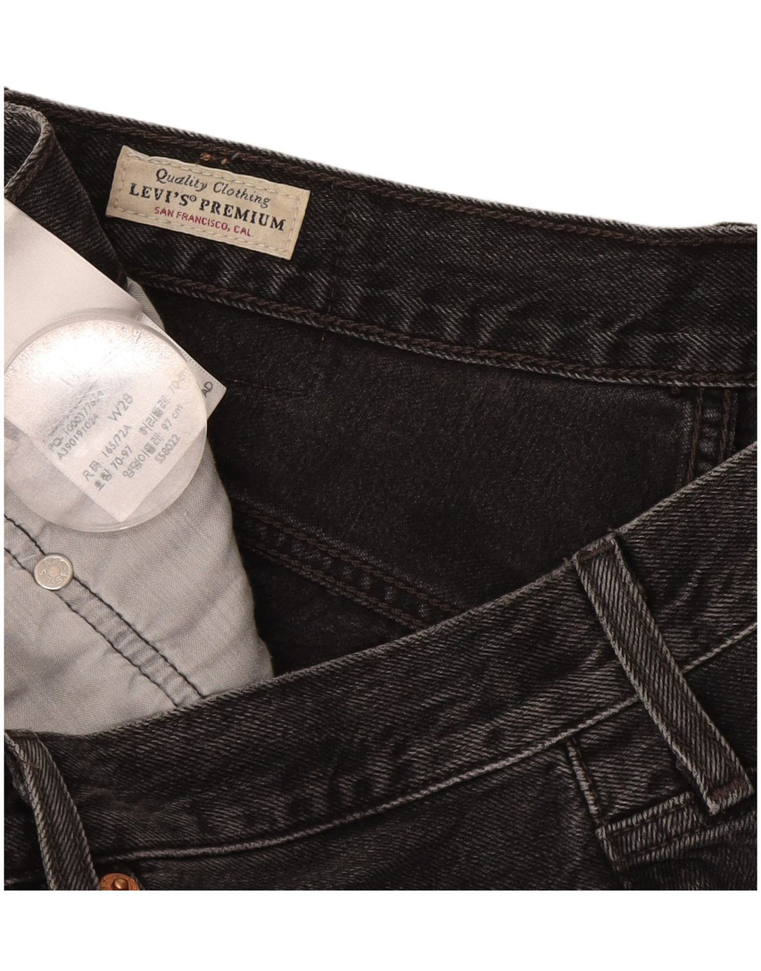 Damskie spodenki jeansowe Levi's 501 W28 Średnia czarna bawełna