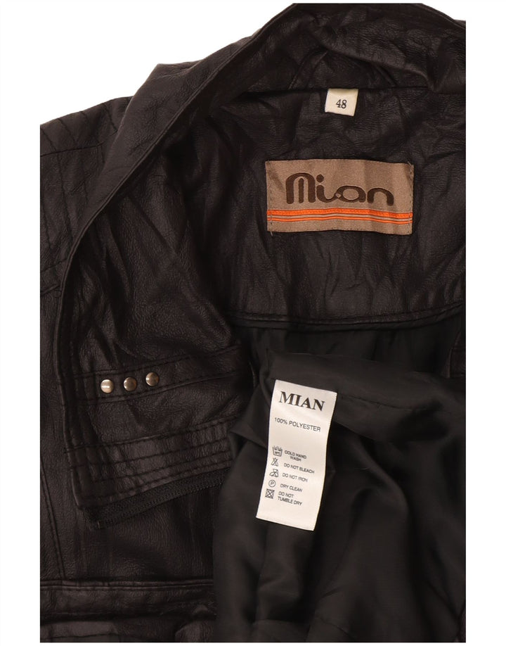 Vintage męska kurtka ze sztucznej skóry IT 48 średni czarny poliester
