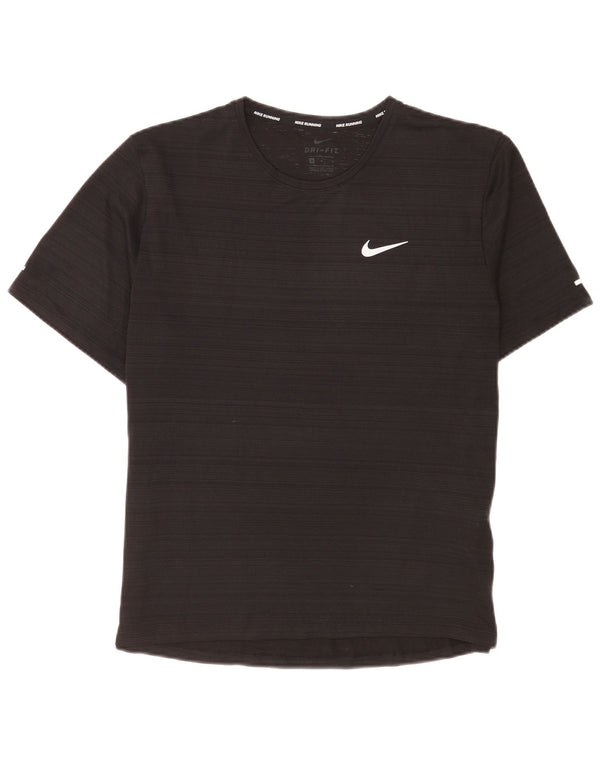 Męski T-shirt Nike Dri Fit Top, średni czarny poliester w prążki