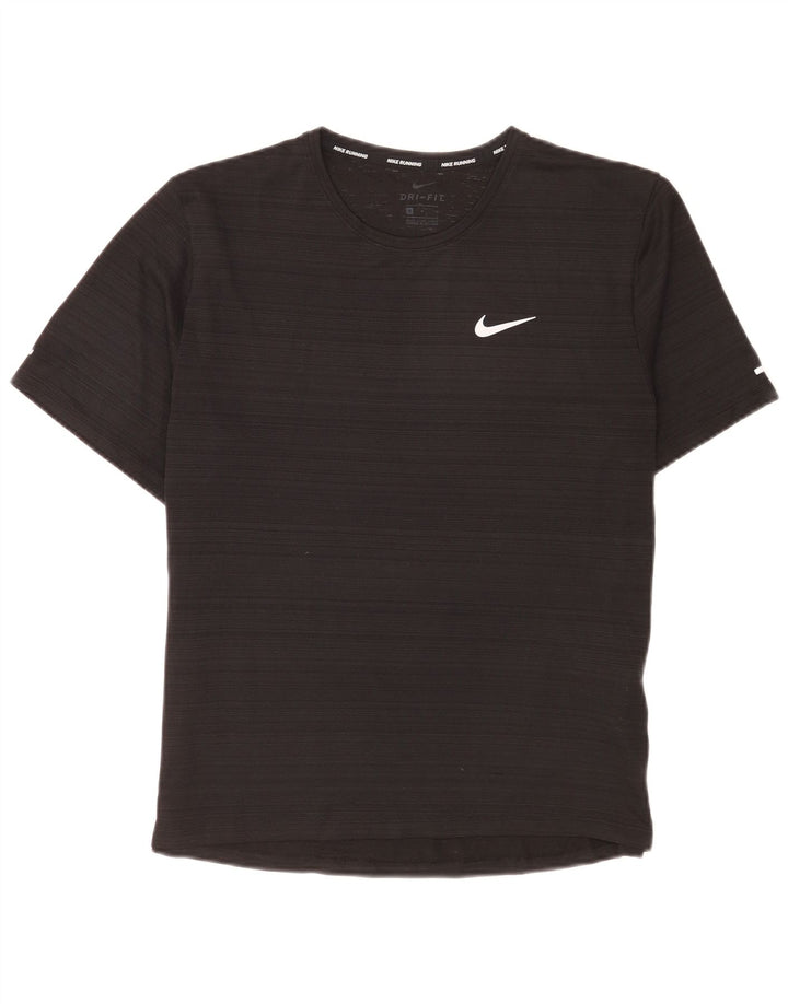 Męski T-shirt Nike Dri Fit Top, średni czarny poliester w prążki