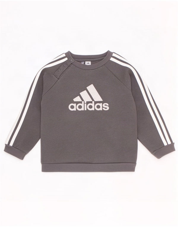 Adidas Baby Boys Graphic Sweatshirt Jumper 9-12 Months Grey Cotton