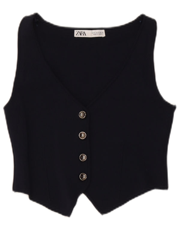 Damska kamizelka Crop Knit Zara UK 10, mała, granatowa