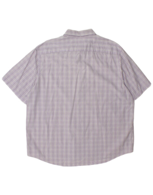 Koszula męska z krótkim rękawem Lacoste, rozmiar 46, 2XL, bawełniana, fioletowa kratka