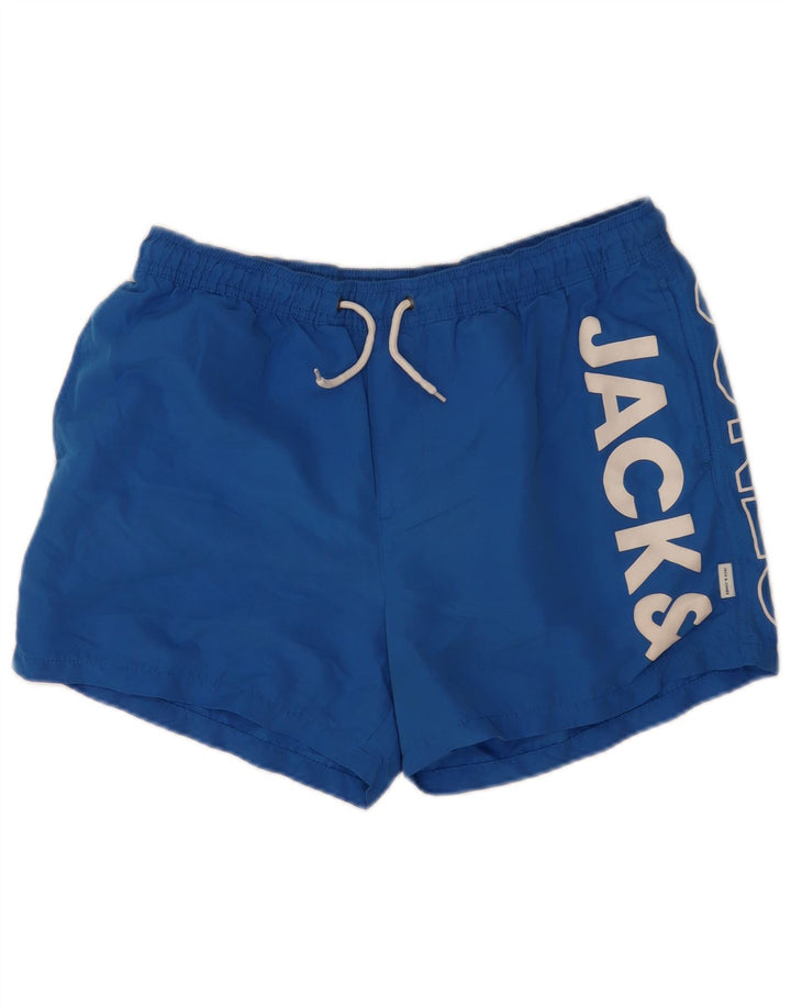 Męskie spodenki kąpielowe Jack & Jones z grafiką XL, niebieskie, poliestrowe