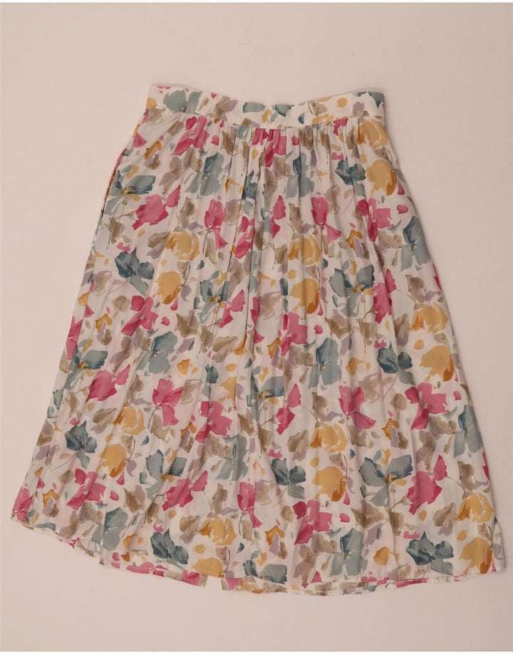 Rozkloszowana spódnica damska w stylu vintage IT 44 Medium W31 Wielokolorowa wiskoza w kwiaty