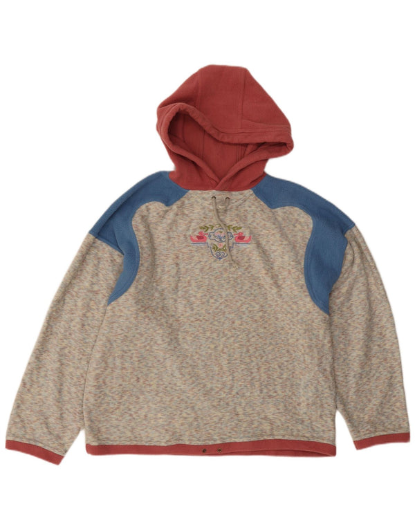 Diadora Womens Graphic Hooded Fleece Jumper UK 20 2XL Grey Colourblock