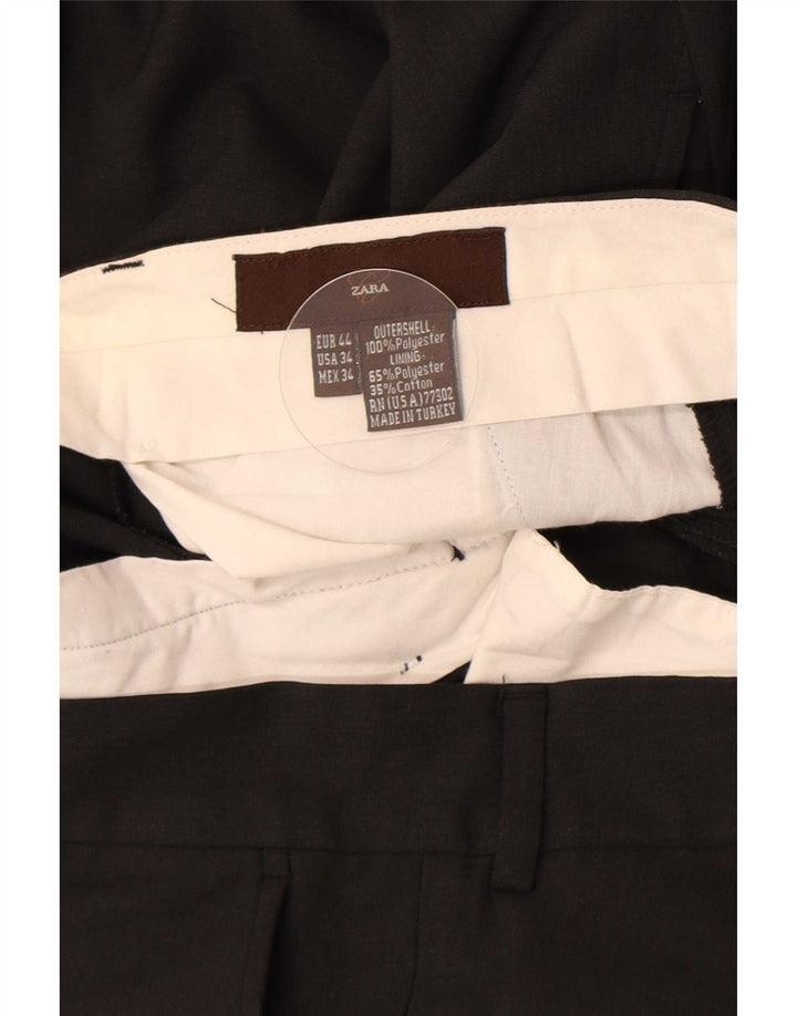 Męskie proste spodnie garniturowe Zara EU 44 Large W34 L27 Czarny poliester