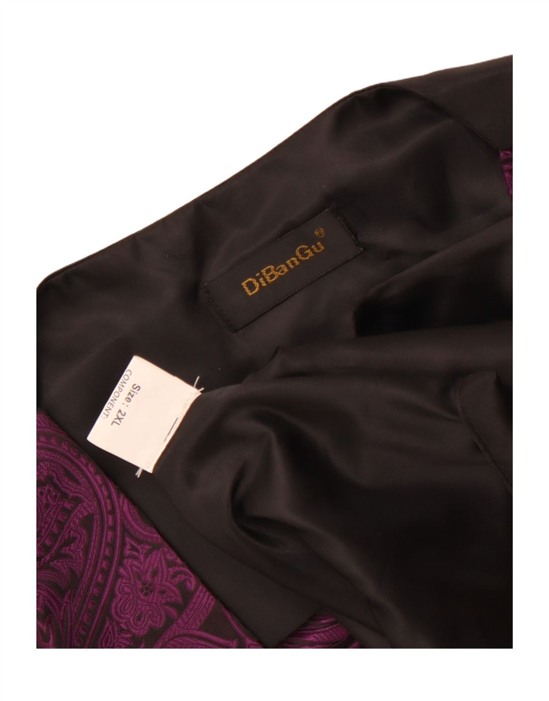 Vintage męska kamizelka 2XL fioletowy poliester Paisley