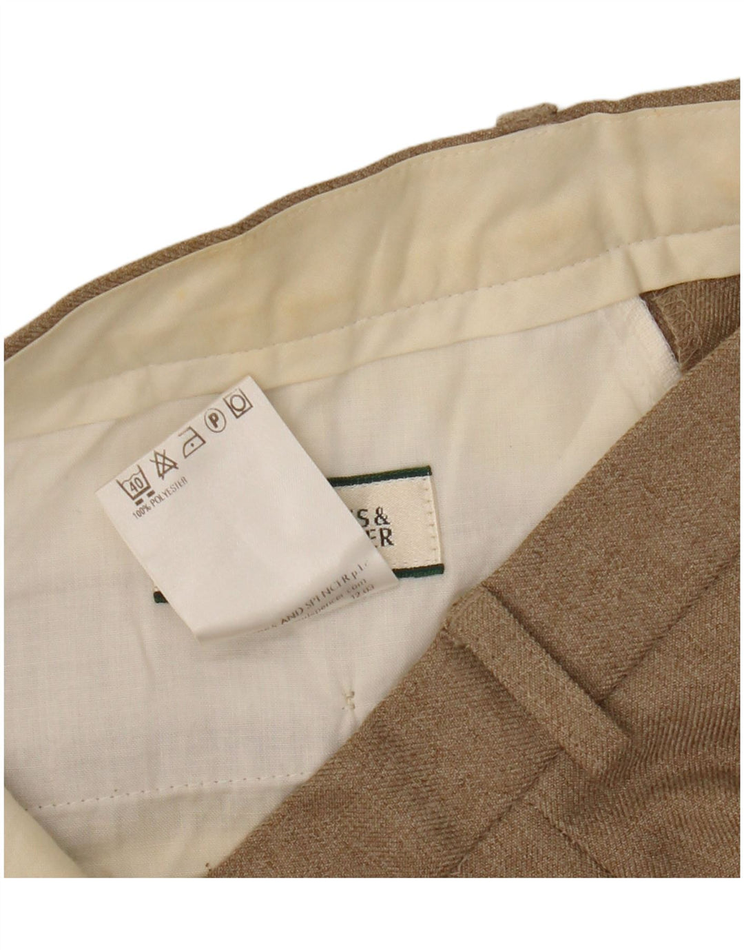 Marks & Spencer Męskie proste spodnie chino W32 L31 Beżowy poliester