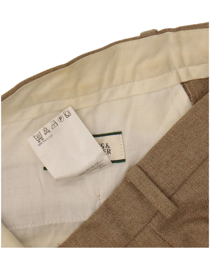 Marks & Spencer Męskie proste spodnie chino W32 L31 Beżowy poliester