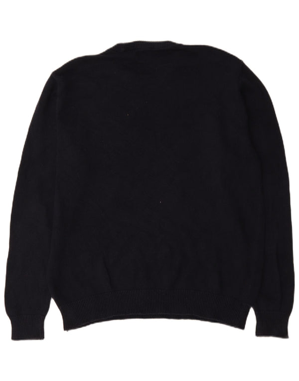 Chaps Mens Crew Neck Jumper Sweater XL Black Cotton