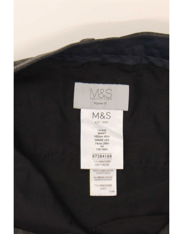 Marks & Spencer Męskie proste spodnie garniturowe W40 L29 Szary poliester