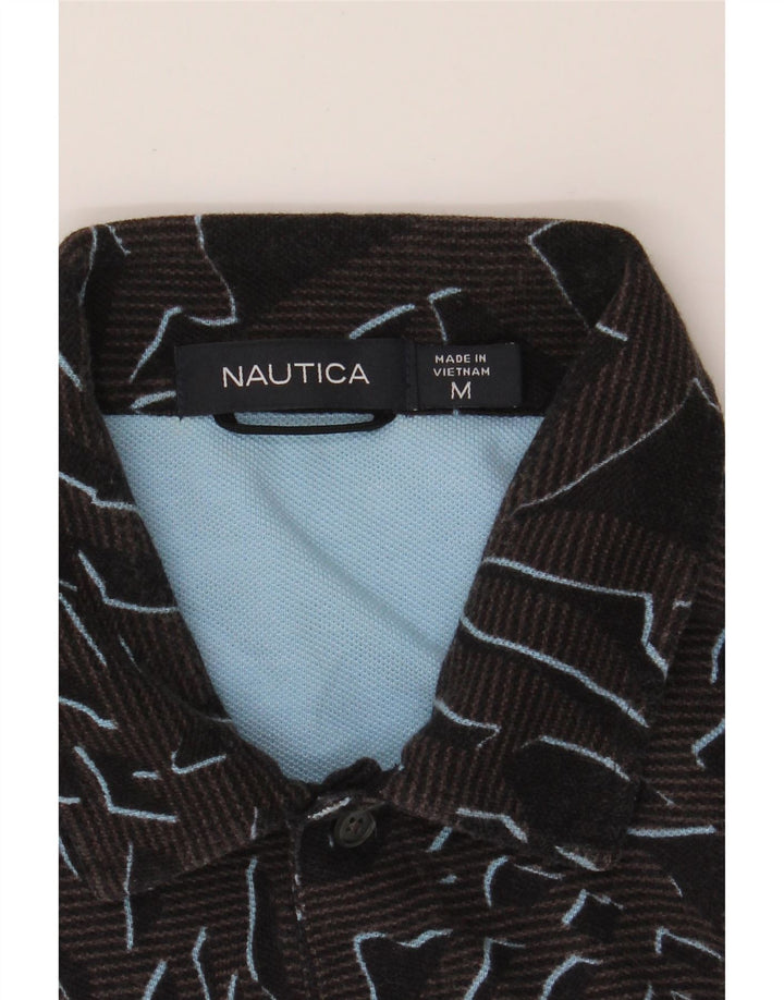 NAUTICA Mens Abstract Pattern Polo Shirt Medium Navy Blue Cotton Vintage Nautica and Second-Hand Nautica from Messina Hembry 