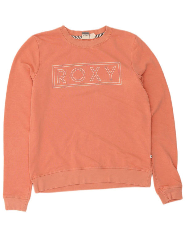 Damska bluza z grafiką Roxy, sweter UK 10, mała, różowa bawełna