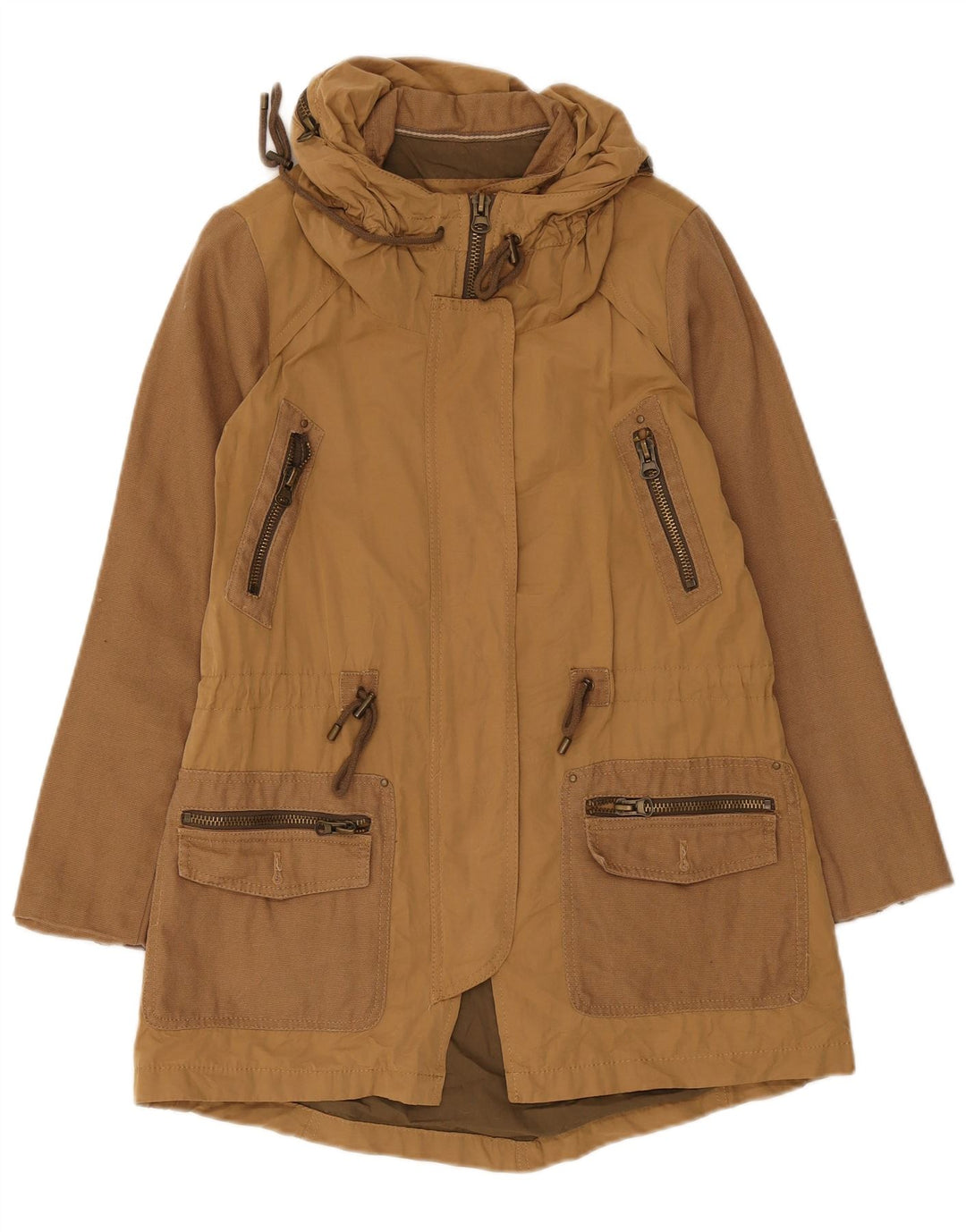 Kurtka damska Zara Parka UK 10 Small, brązowa, bawełniana