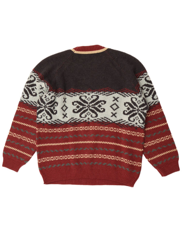 Lemon Męski sweter z okrągłym dekoltem XL, wielokolorowy, wełniany Fair Isle