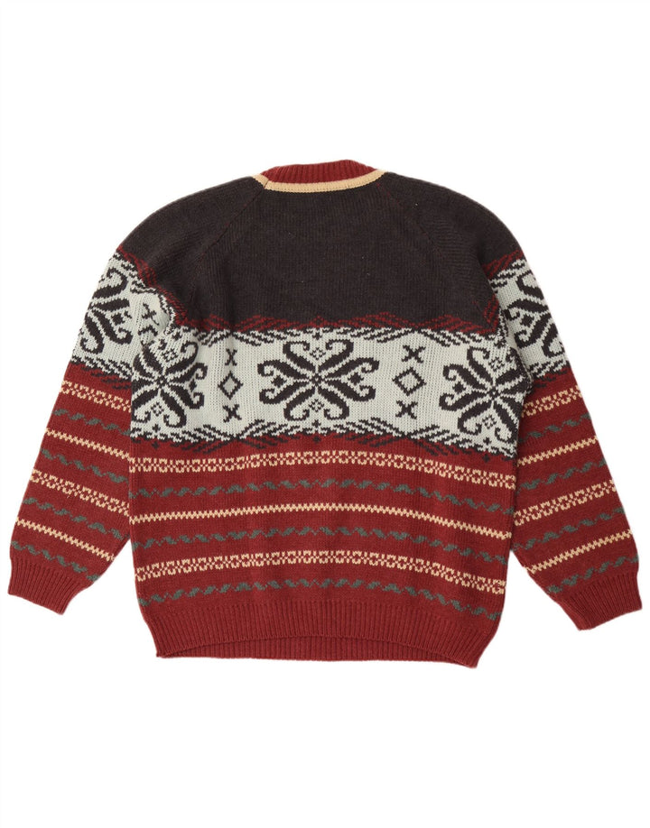 Lemon Męski sweter z okrągłym dekoltem XL, wielokolorowy, wełniany Fair Isle