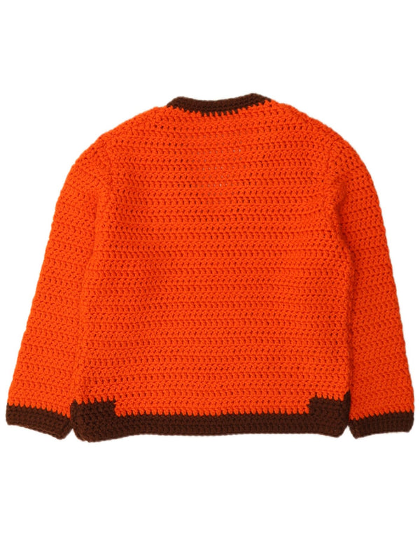Sweter damski w stylu vintage z dekoltem w kształcie litery V, UK 12, średni pomarańczowy kolor