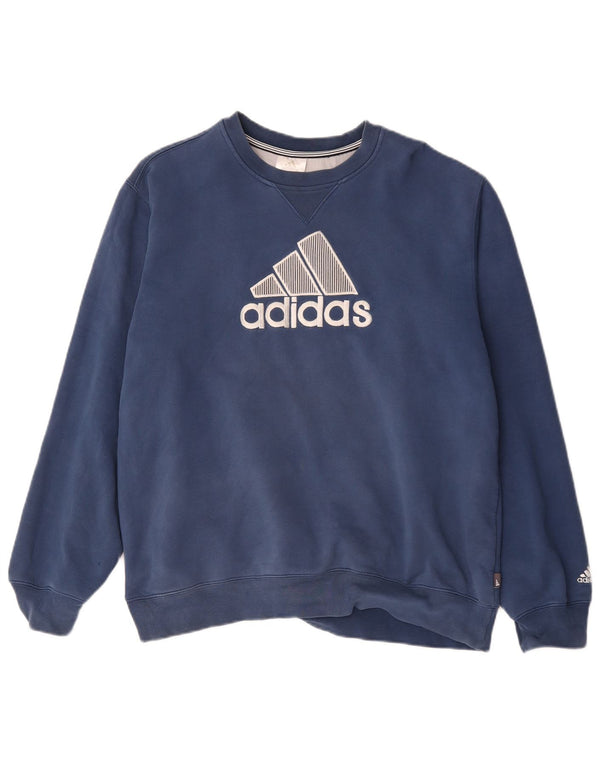 Adidas Mens Graphic Sweatshirt Jumper Large Navy Blue Cotton